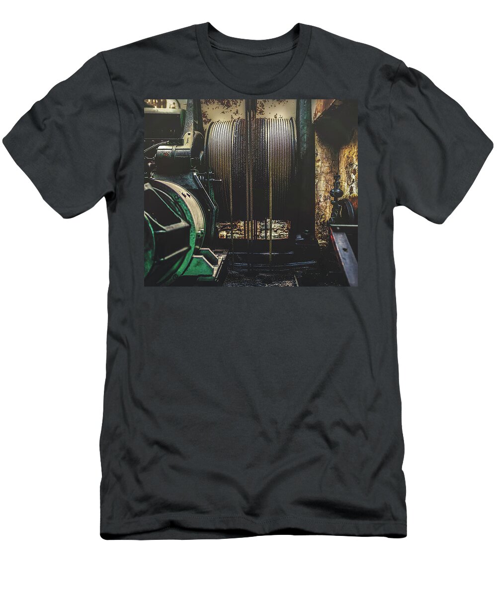 Elevator T-Shirt featuring the photograph Top Of The Shaft by Bob Orsillo