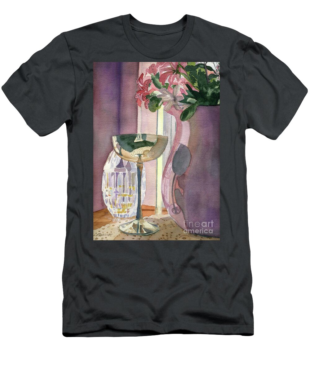 Watercolor T-Shirt featuring the painting Top of the Stairs by Lynne Reichhart