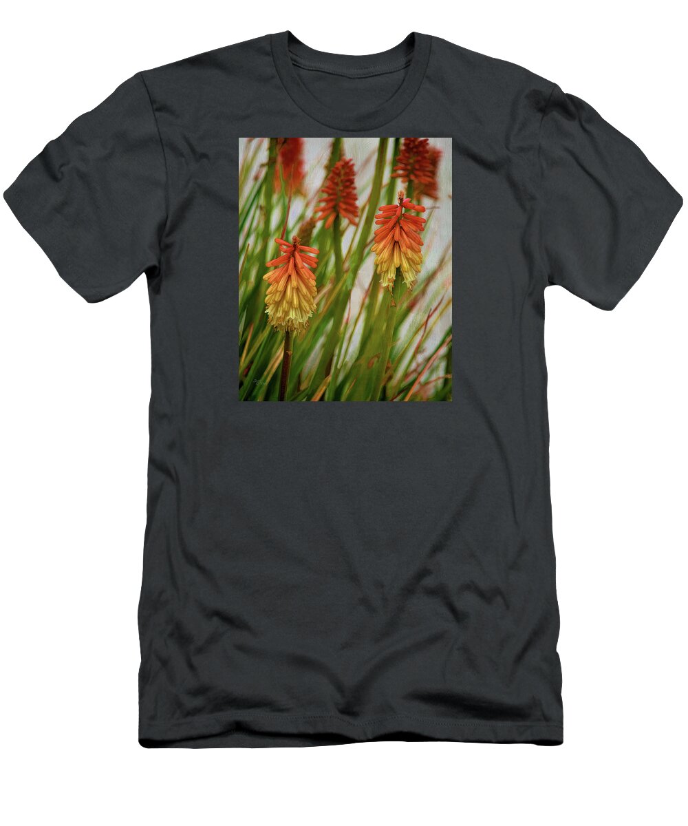 Torch Lily T-Shirt featuring the photograph Torch Lily At The Beach by Sandi OReilly
