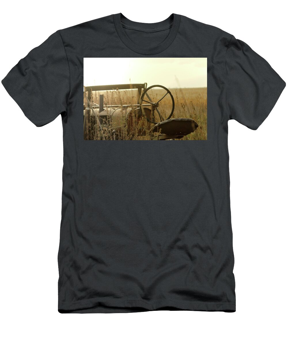 Tractor T-Shirt featuring the photograph Tractor Sunrise by Troy Stapek