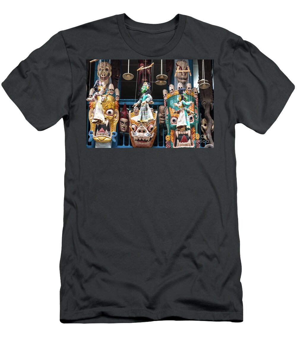 Indian Subcontinent T-Shirt featuring the photograph Traditional Nepalese masks and puppets in Kathmandu by Didier Marti