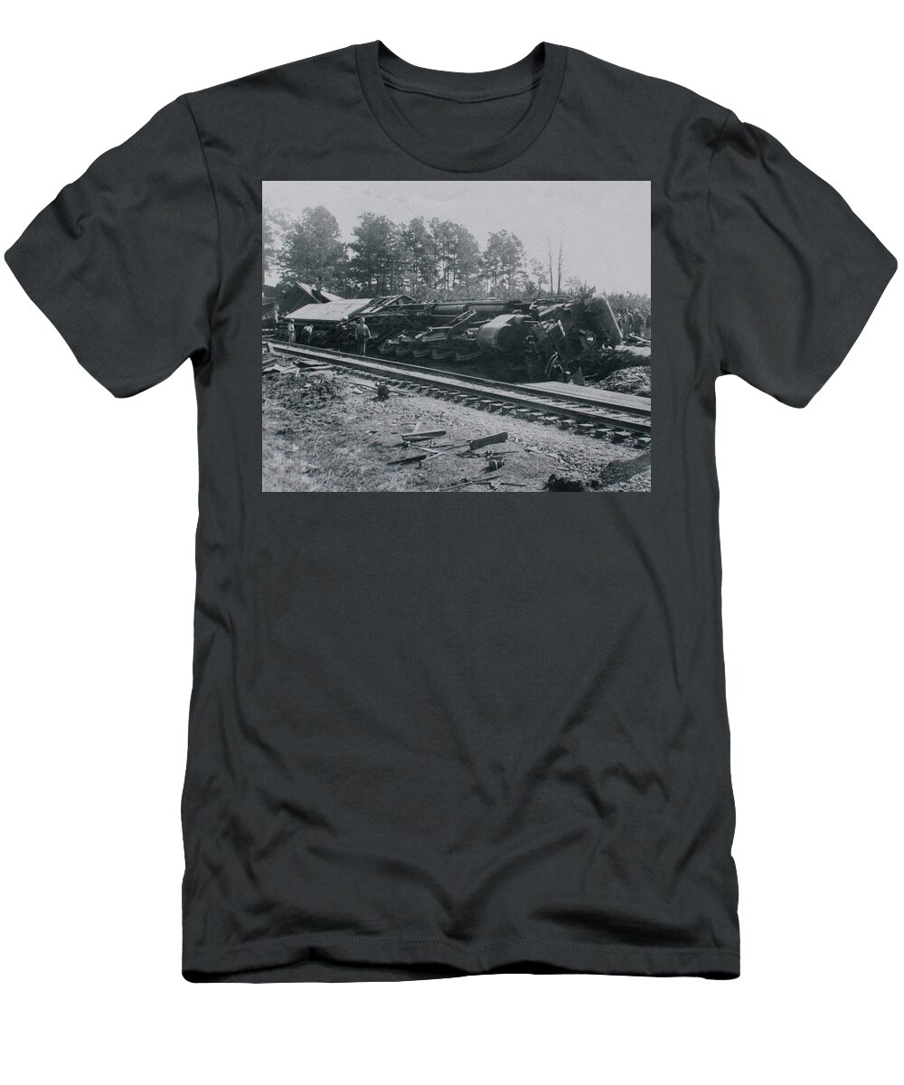 Train T-Shirt featuring the photograph Train Derailment by Jeanne May