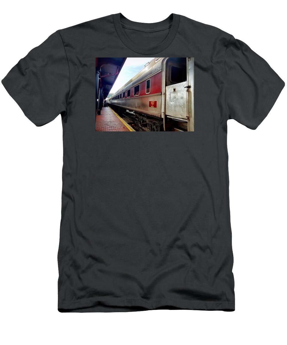 Train T-Shirt featuring the photograph Train Station by Chris Montcalmo
