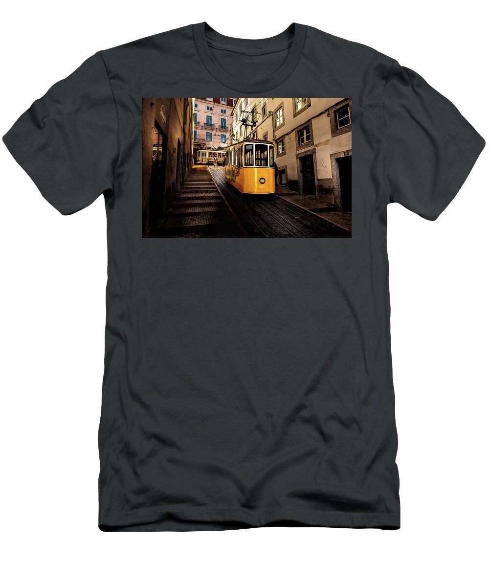 Lisbon T-Shirt featuring the photograph Trams by Jorge Maia