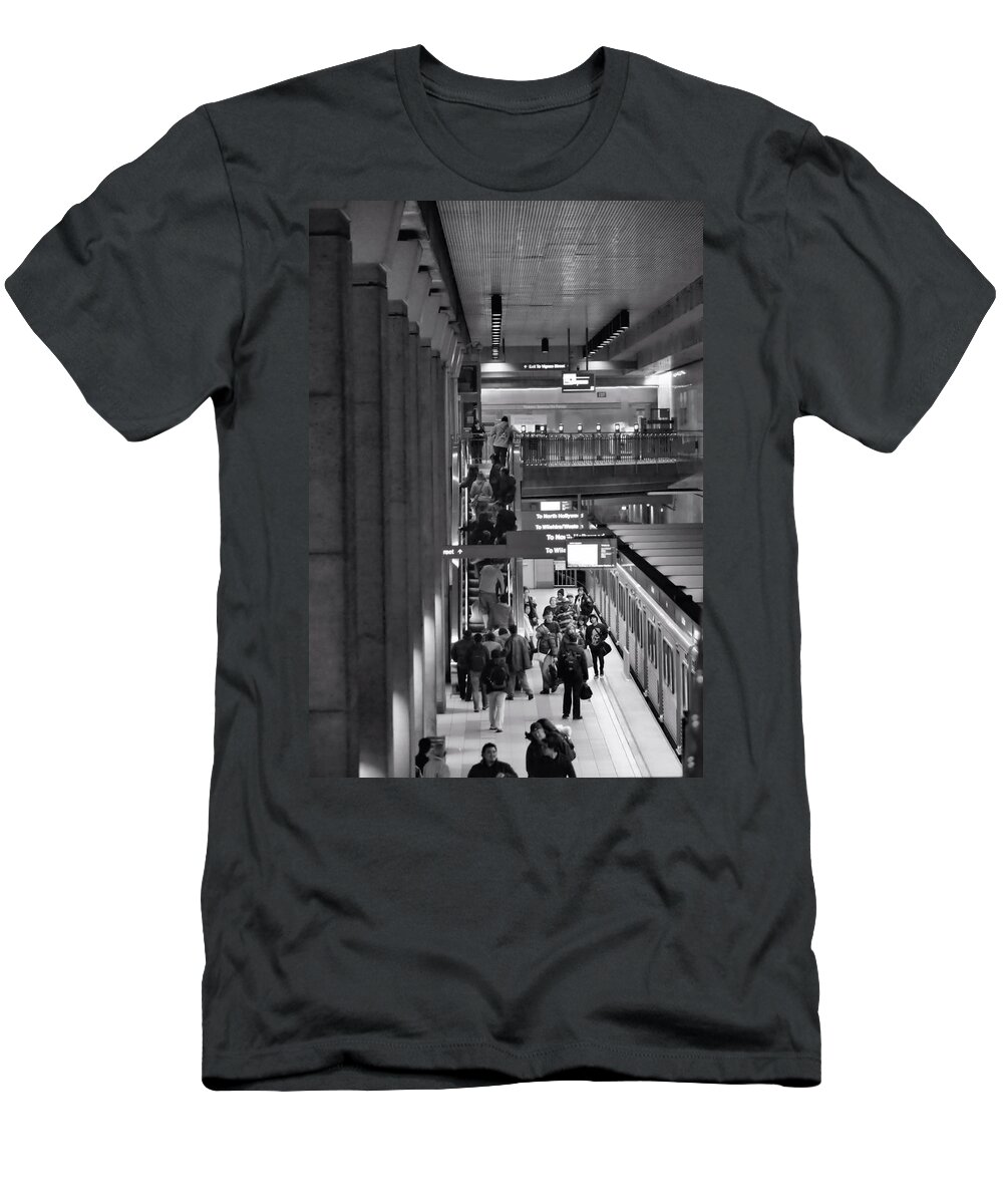 Subway T-Shirt featuring the photograph Traveling by Subway by Nadalyn Larsen