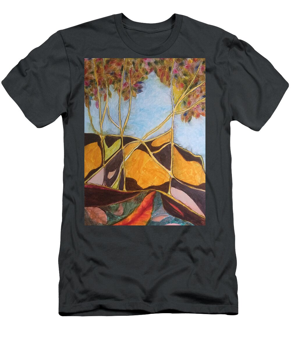 Trees T-Shirt featuring the drawing Traveling Without A Camera Tangle Of Trees by Dennis Ellman