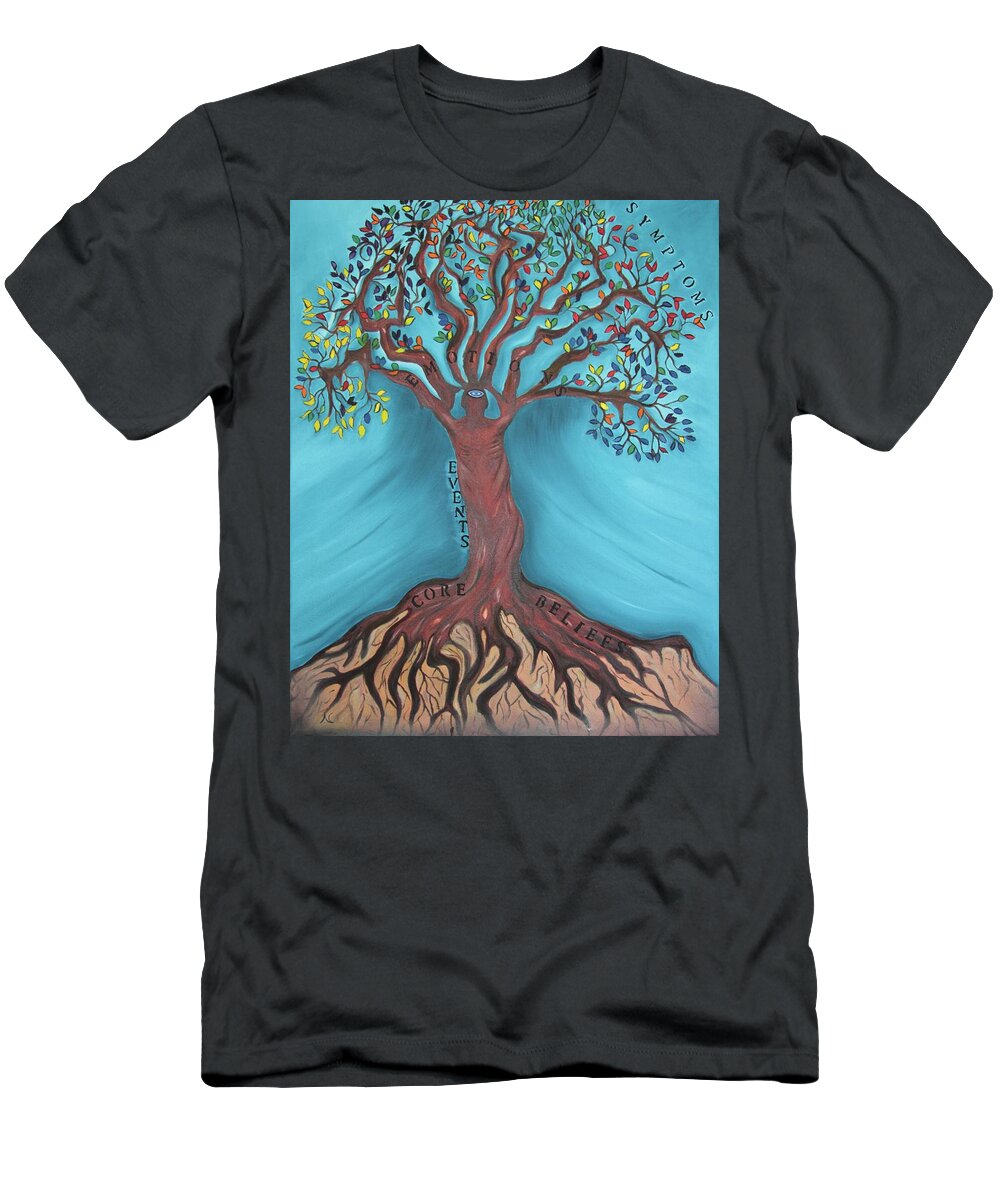 Emotion T-Shirt featuring the painting Tree of Emotion by Neslihan Ergul Colley