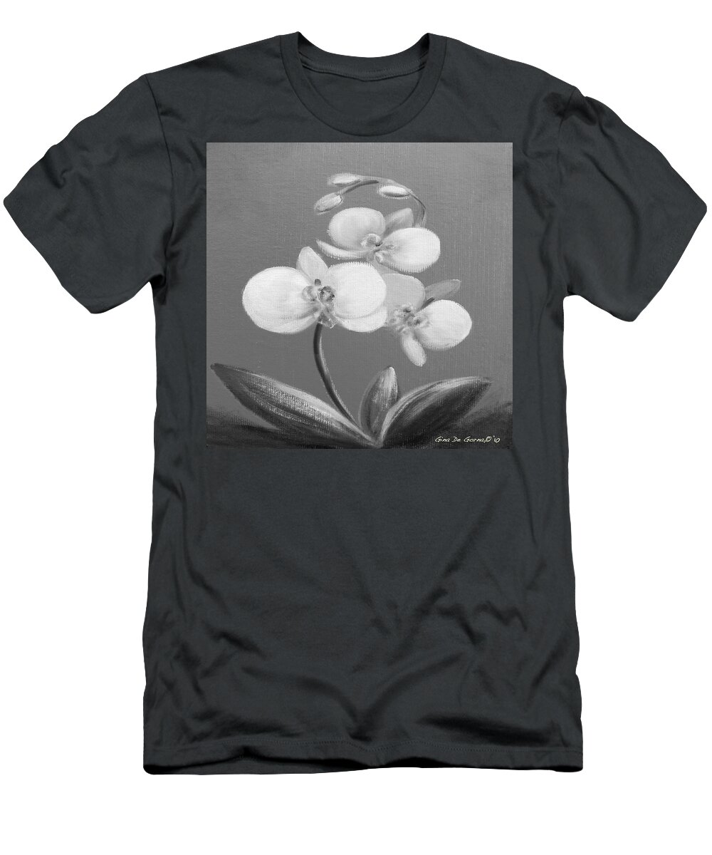 Original T-Shirt featuring the painting Tropical Elegance in Black and White by Gina De Gorna