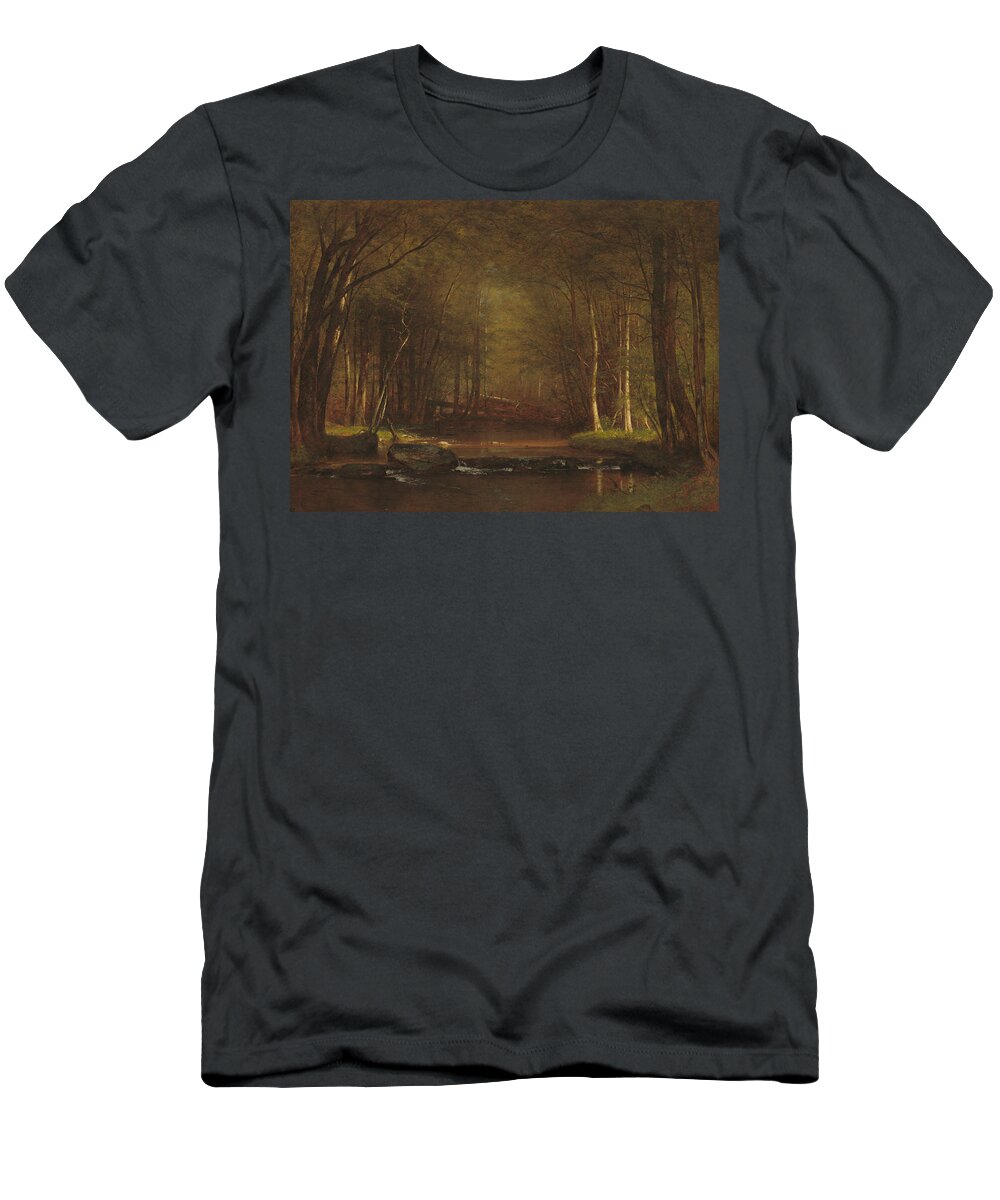 American Art T-Shirt featuring the painting Trout Brook in the Catskills by Worthington Whittredge