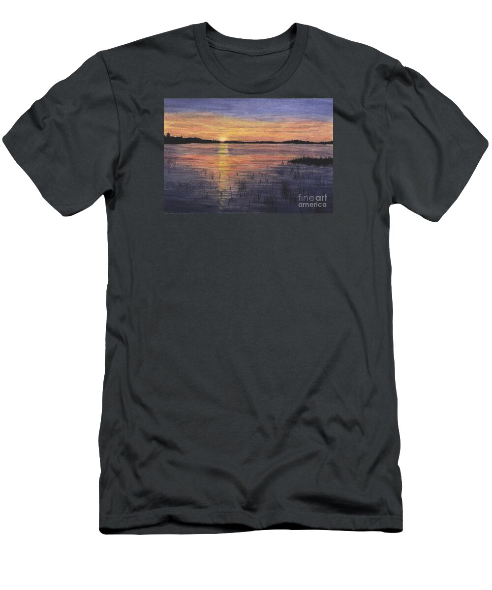 Landscape T-Shirt featuring the painting Trout Lake Sunset II by Lynn Quinn