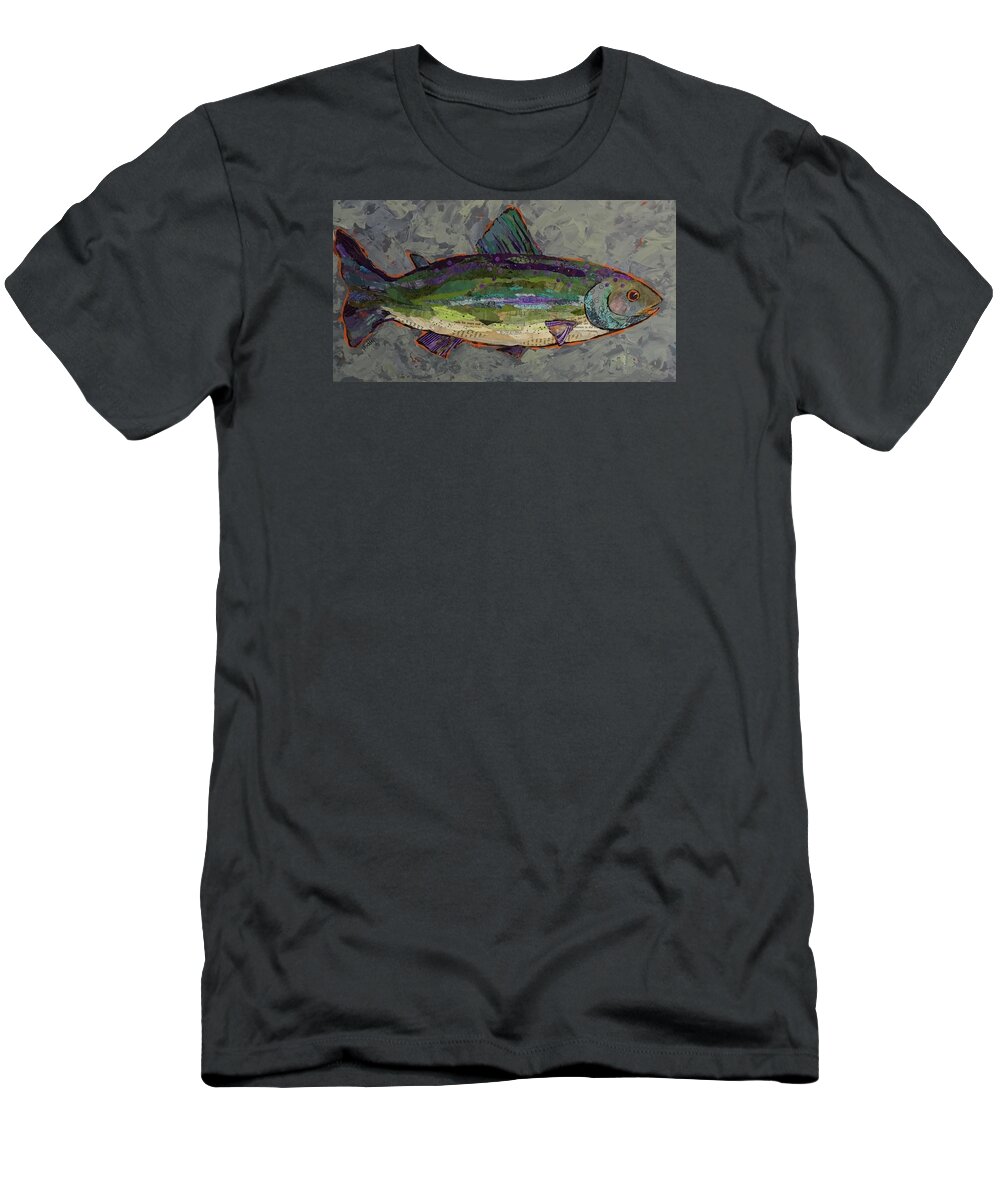 Trout T-Shirt featuring the painting Trout by Phiddy Webb