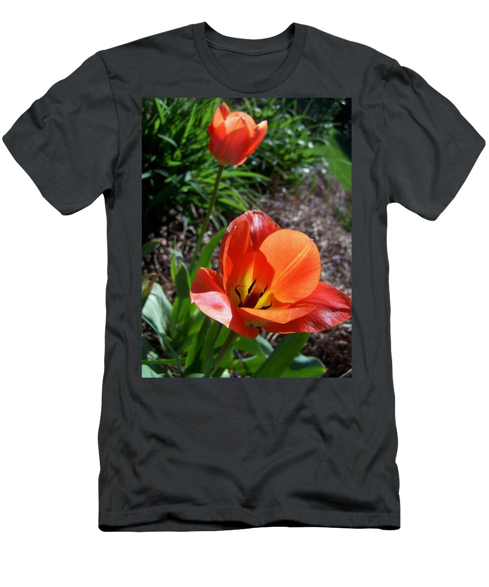 Tulips T-Shirt featuring the photograph Tulips Wearing Orange by Sandi OReilly