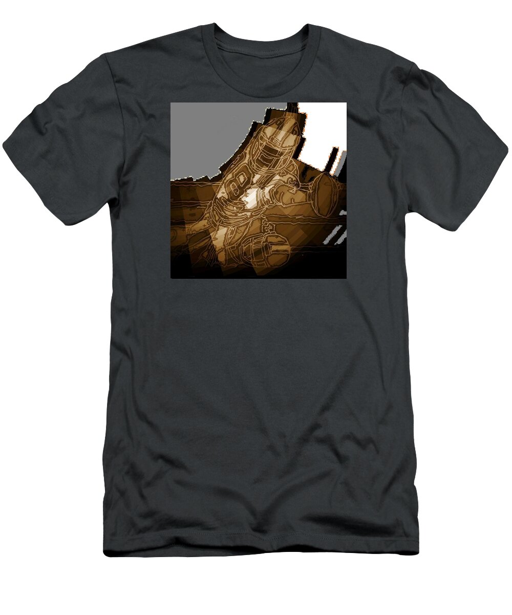 Football T-Shirt featuring the mixed media Tumble 2 by Andrew Drozdowicz