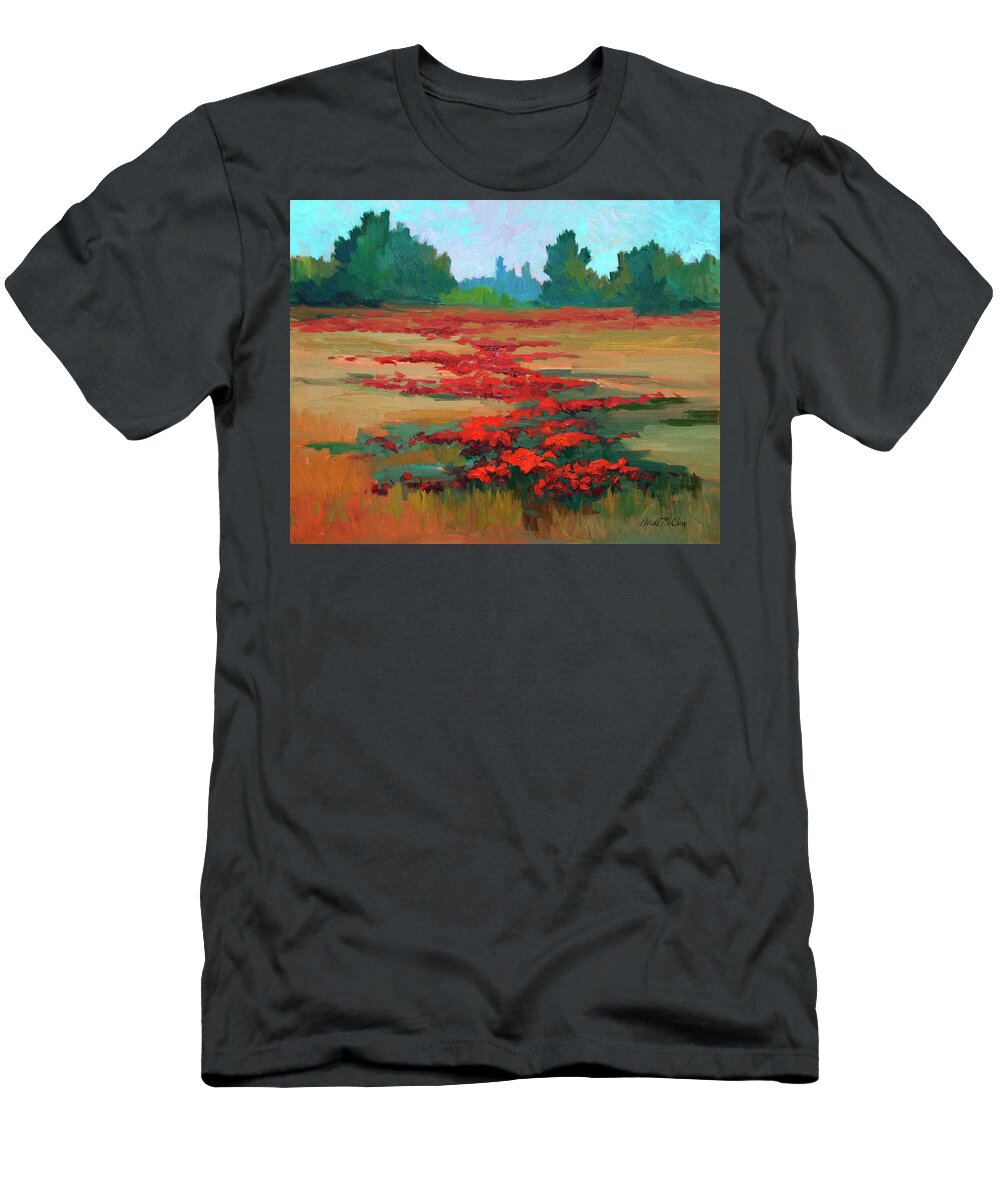 Tuscany Poppy Field T-Shirt featuring the painting Tuscany Poppy Field by Diane McClary