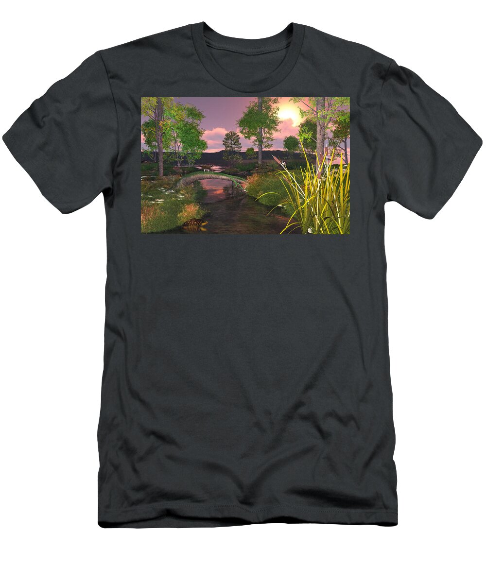 Sunset T-Shirt featuring the digital art Twilight Hunter by Mary Almond