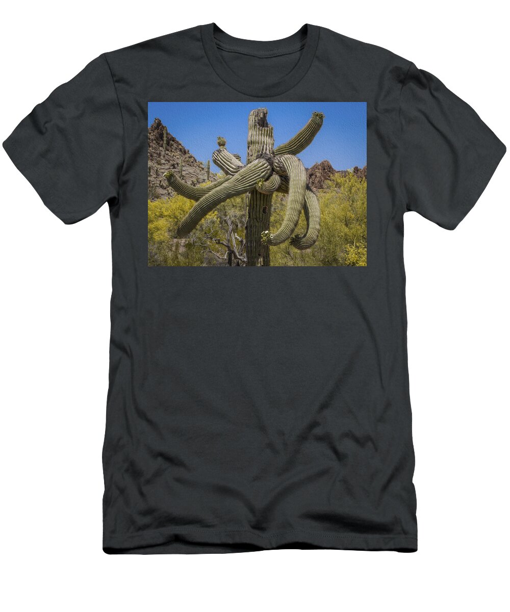 Jean Noren T-Shirt featuring the photograph Twisted Saguaro by Jean Noren