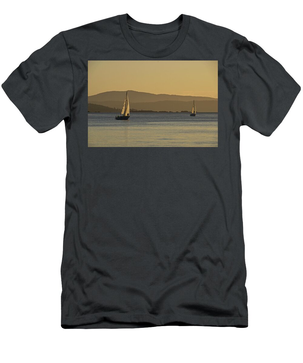 Sunrise T-Shirt featuring the photograph Two boats by Inge Riis McDonald