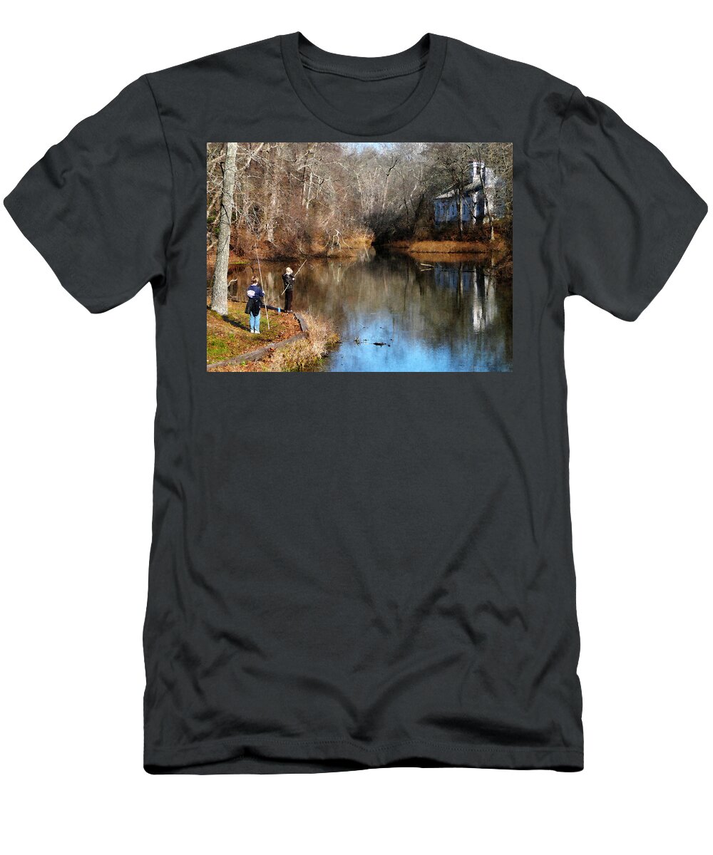Nature T-Shirt featuring the photograph Two Boys Fishing by Susan Savad