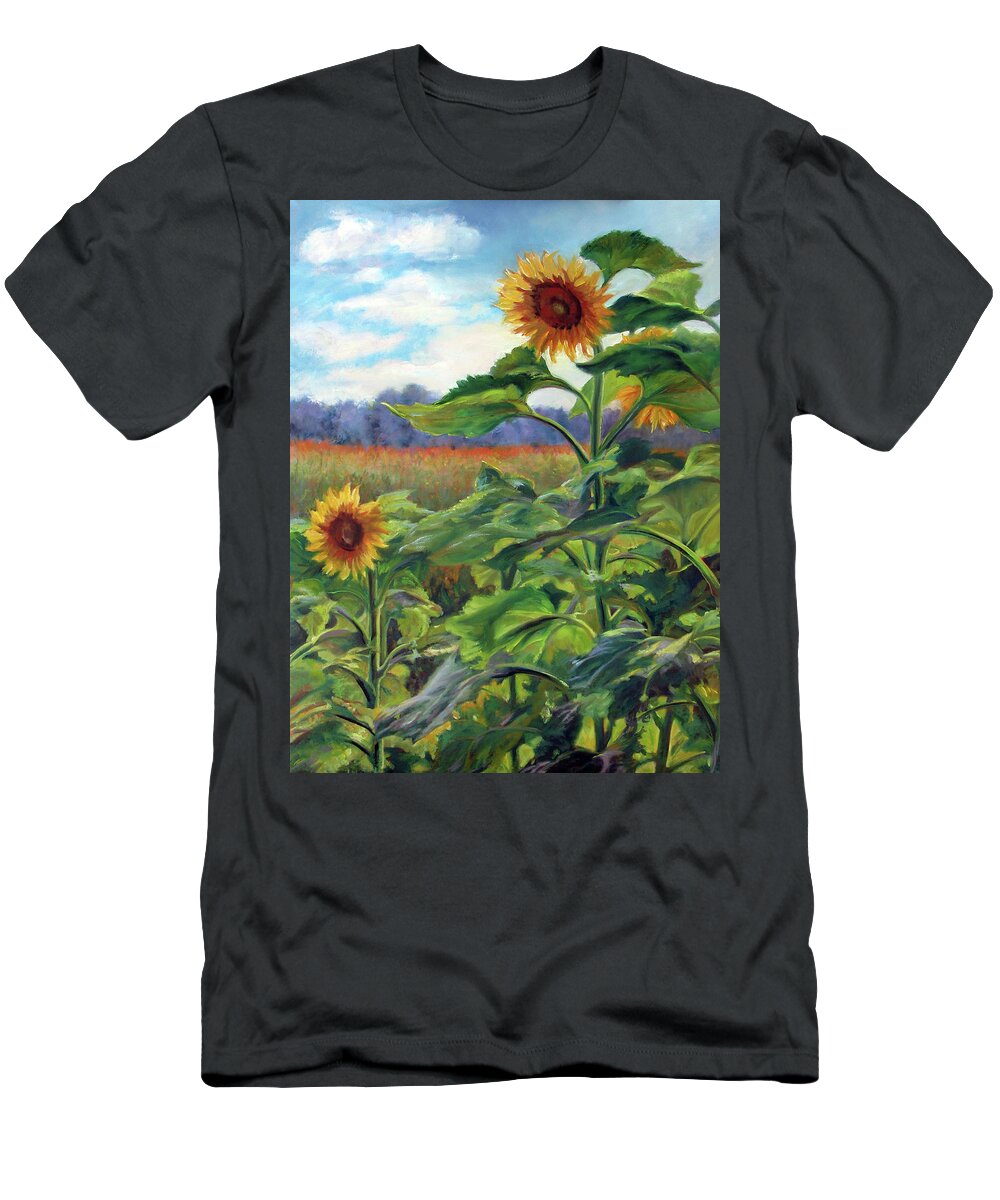 Sunflowers T-Shirt featuring the painting Two Sunflowers by Marie Witte