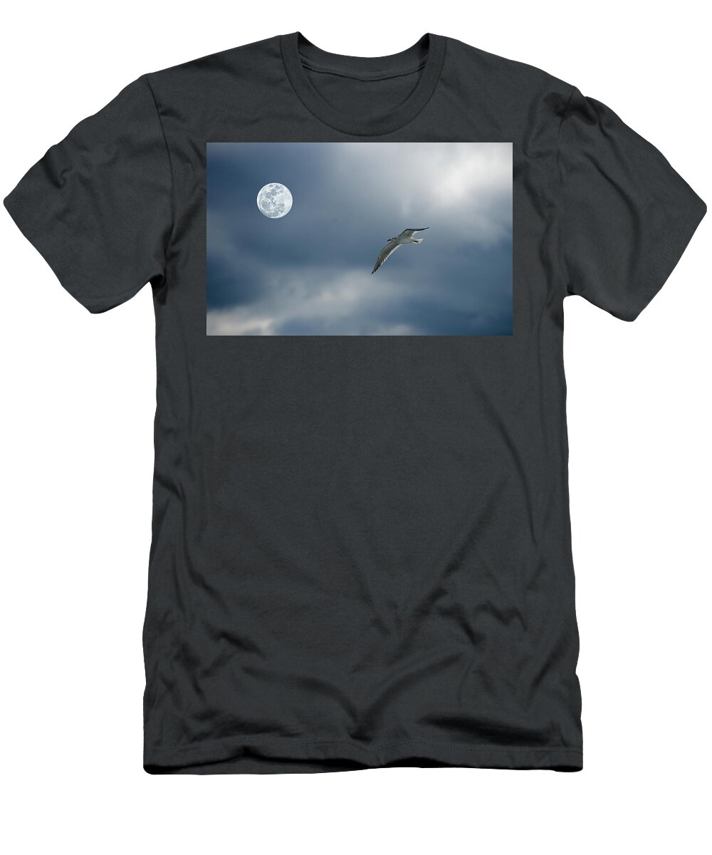 Moon T-Shirt featuring the photograph Under the Moon by Gouzel -