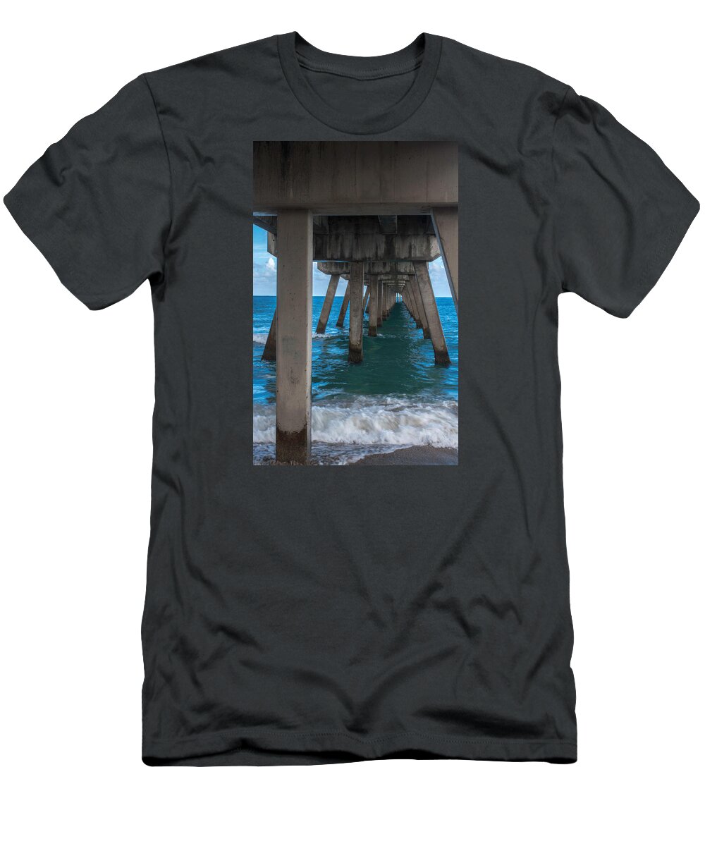 Pier T-Shirt featuring the photograph Under The Pier by Arlene Carmel