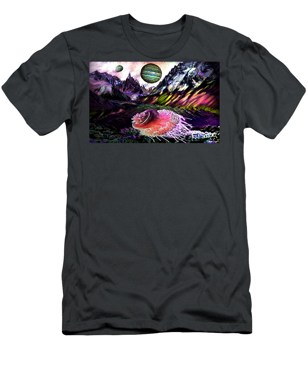 Digital Art T-Shirt featuring the digital art Under the Sea on Another Planet by Artful Oasis