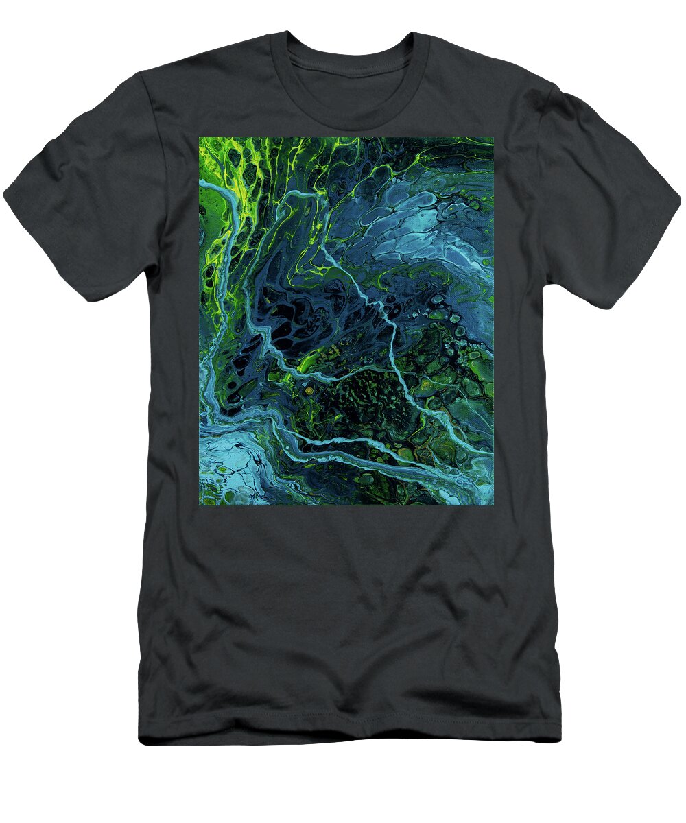 Blue T-Shirt featuring the painting Underwater City by Jennifer Walsh
