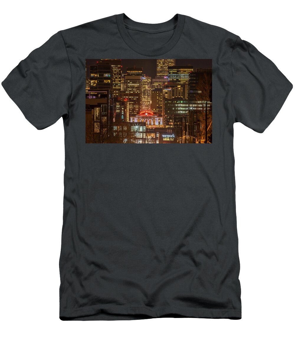 Urban T-Shirt featuring the photograph Union Station at Night by Kristal Kraft