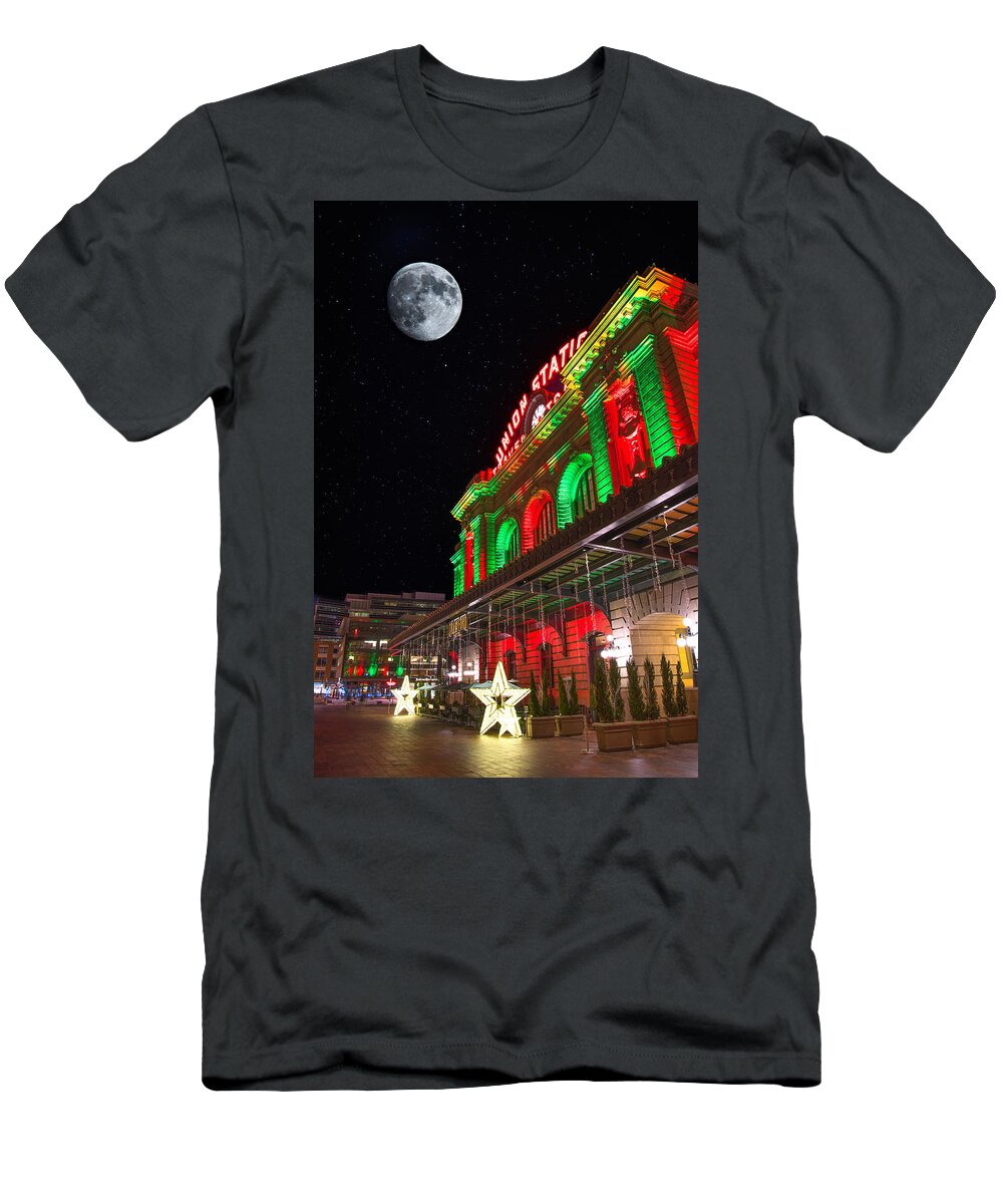 Moon T-Shirt featuring the photograph Union Station Nights by Darren White
