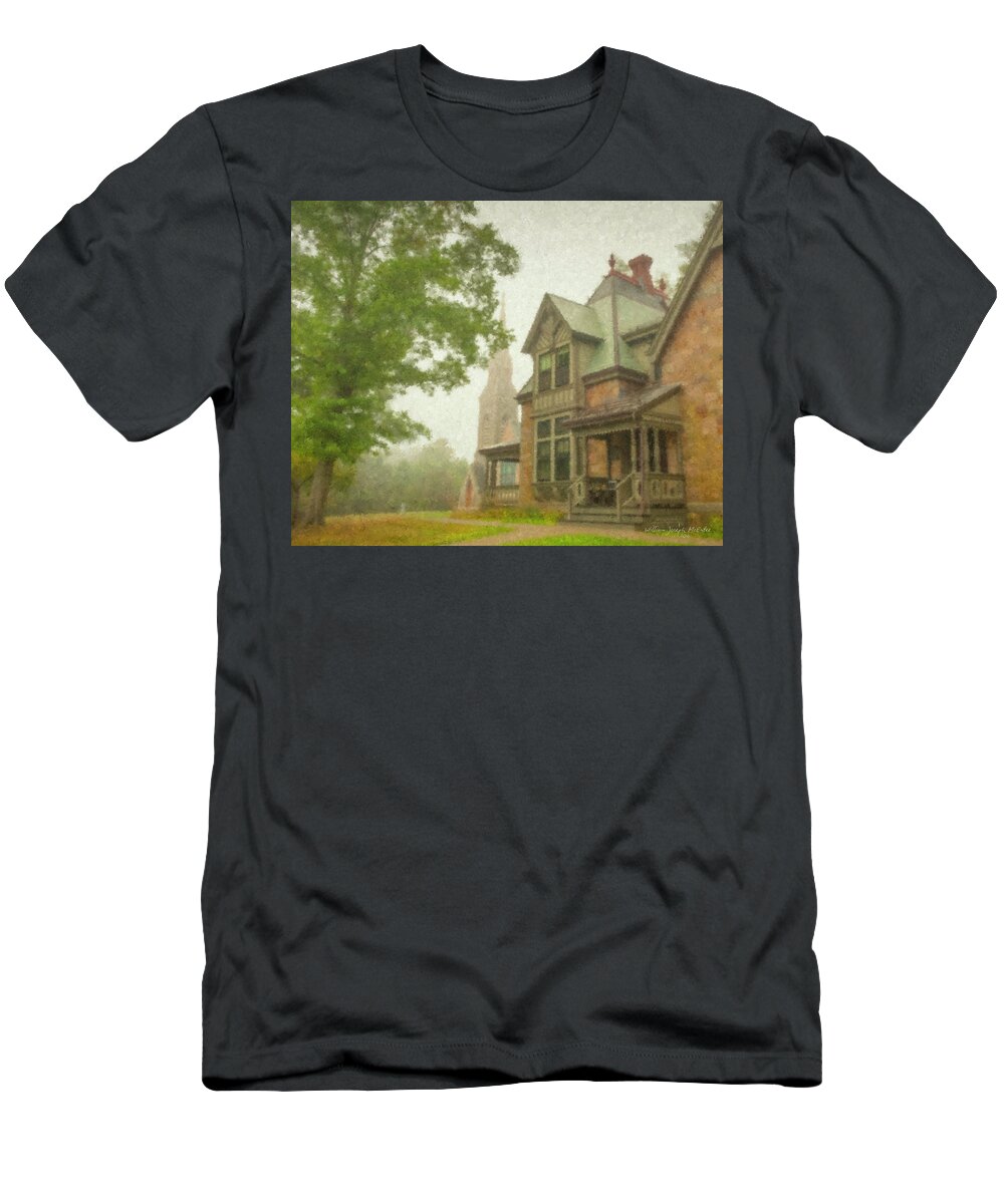Church T-Shirt featuring the painting Unity Church of North Easton by Bill McEntee