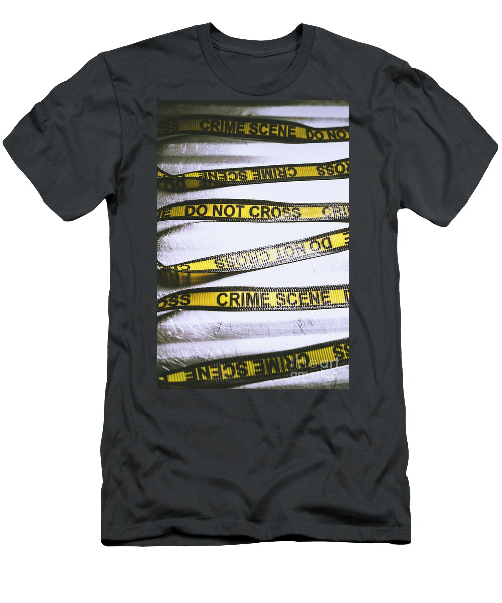 Crime T-Shirt featuring the photograph Unwrapping a murder investigation by Jorgo Photography