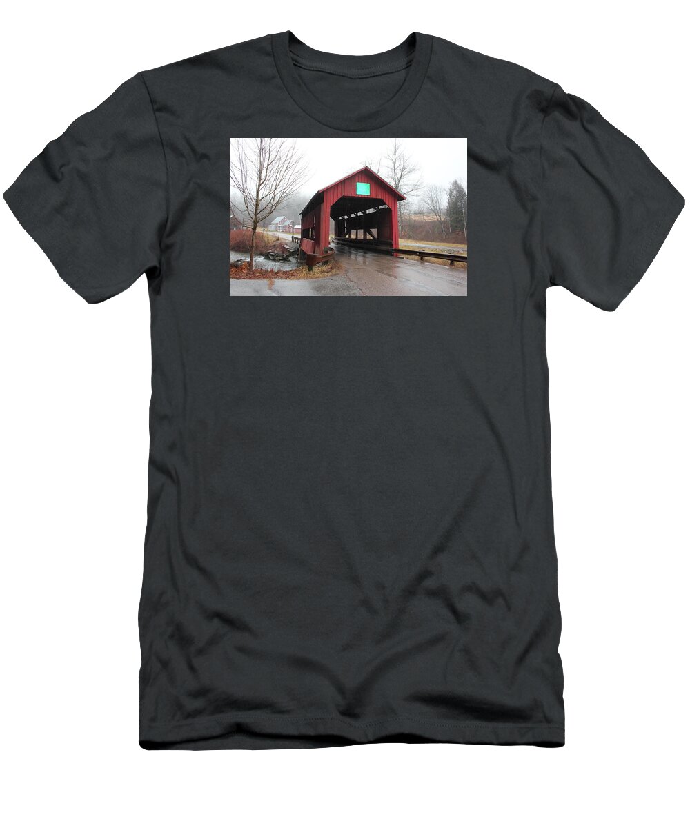 Vermont T-Shirt featuring the photograph Upper Cox Covered Bridge by Wayne Toutaint