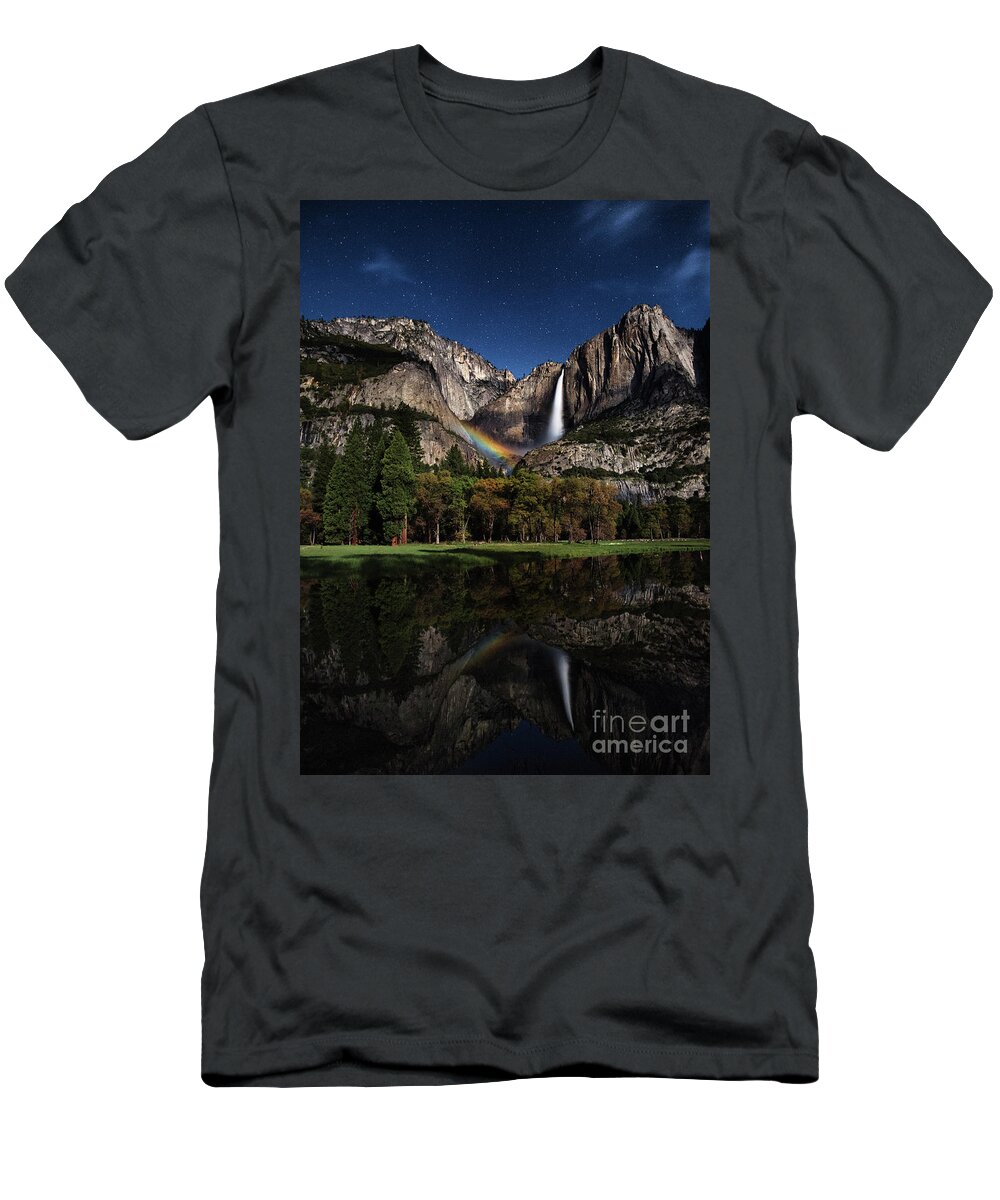 Yosemite T-Shirt featuring the photograph Upper Falls Moonbow by Anthony Michael Bonafede