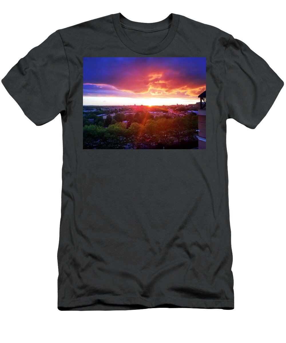 Sunset T-Shirt featuring the photograph Urban Sunset by Chris Montcalmo