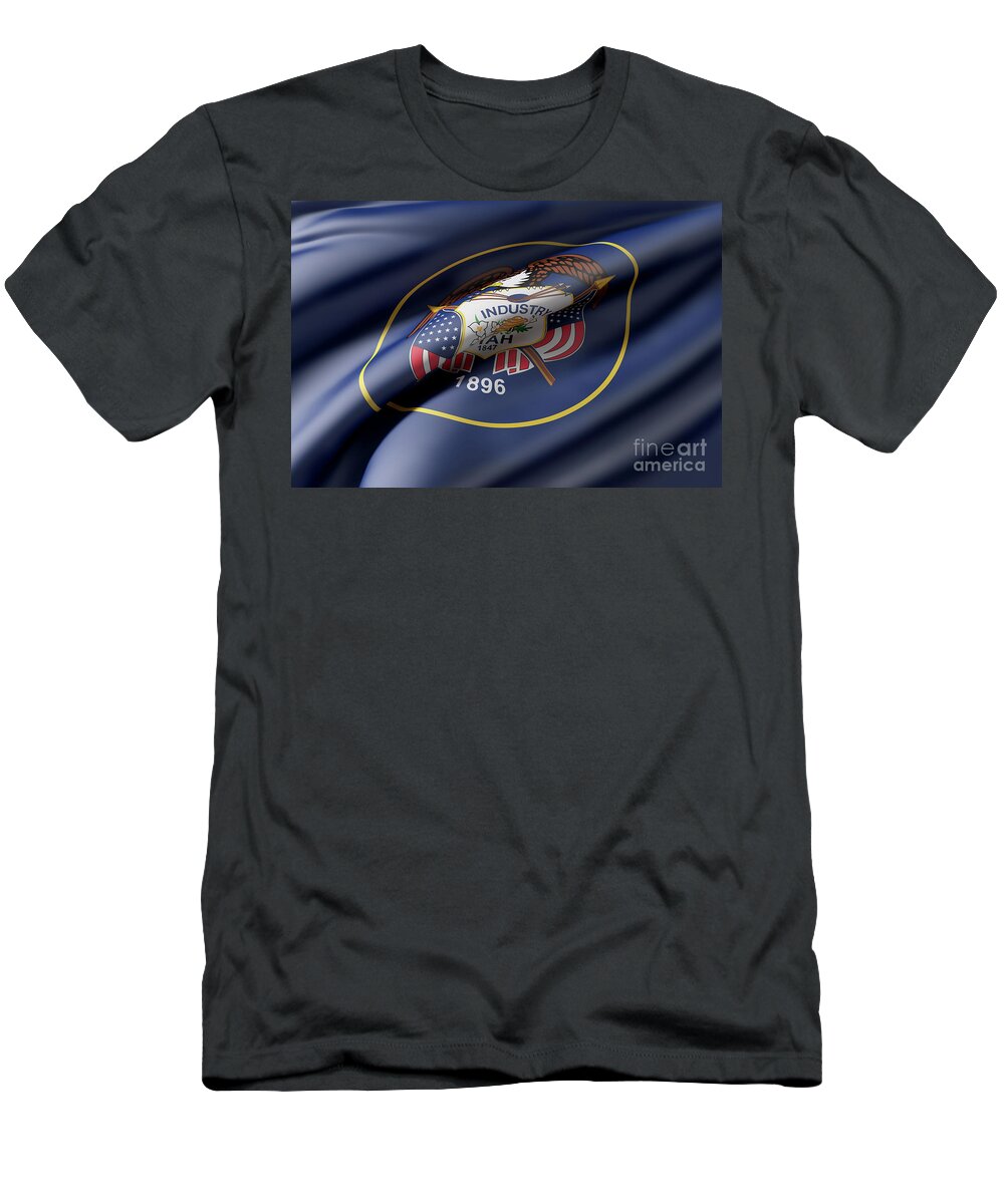 Utah T-Shirt featuring the digital art Utah State flag by Enrique Ramos Lopez