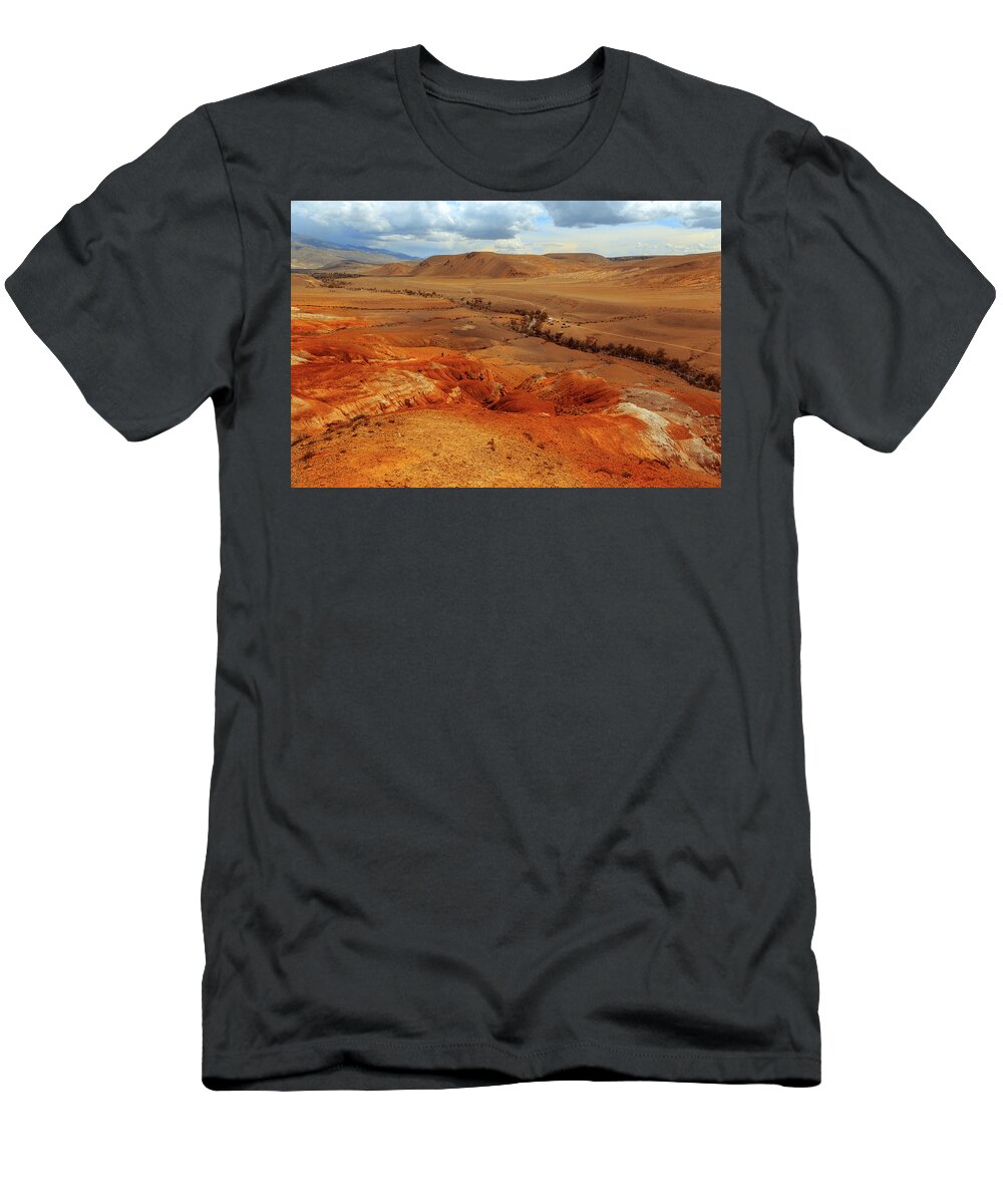 Russian Artists New Wave T-Shirt featuring the photograph Valley of Kyzyl-Chin. Multicolored Mountains. Altai by Victor Kovchin