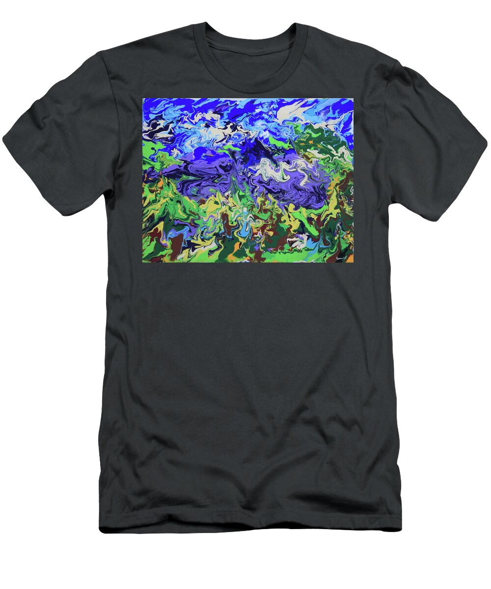 Abstract Expressionism T-Shirt featuring the painting Valley of the Singing Winds by Art Enrico