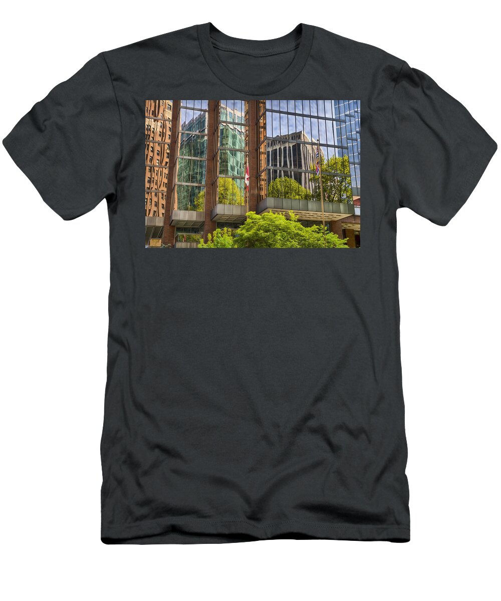 Vancouver T-Shirt featuring the photograph Vancouver Reflections by Theresa Tahara