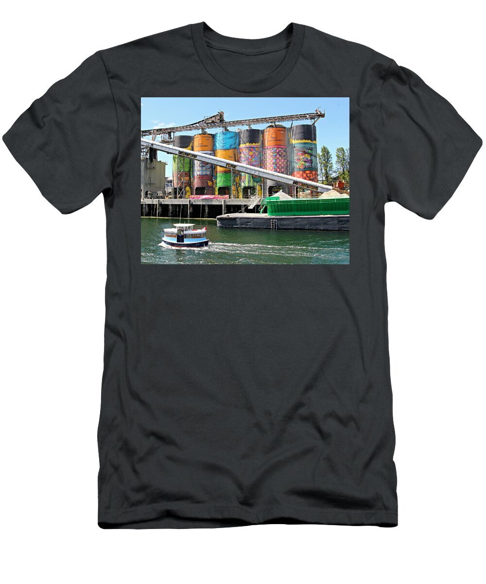 Vancouver T-Shirt featuring the photograph Vancouver Silo Art  by Steve Natale
