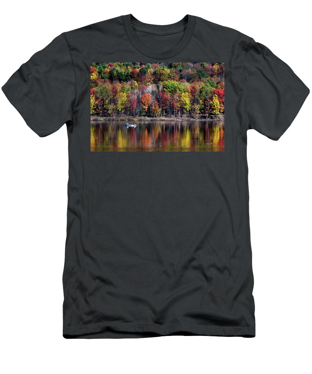 Fall T-Shirt featuring the photograph Vanishing Autumn Reflection Landscape by Christina Rollo