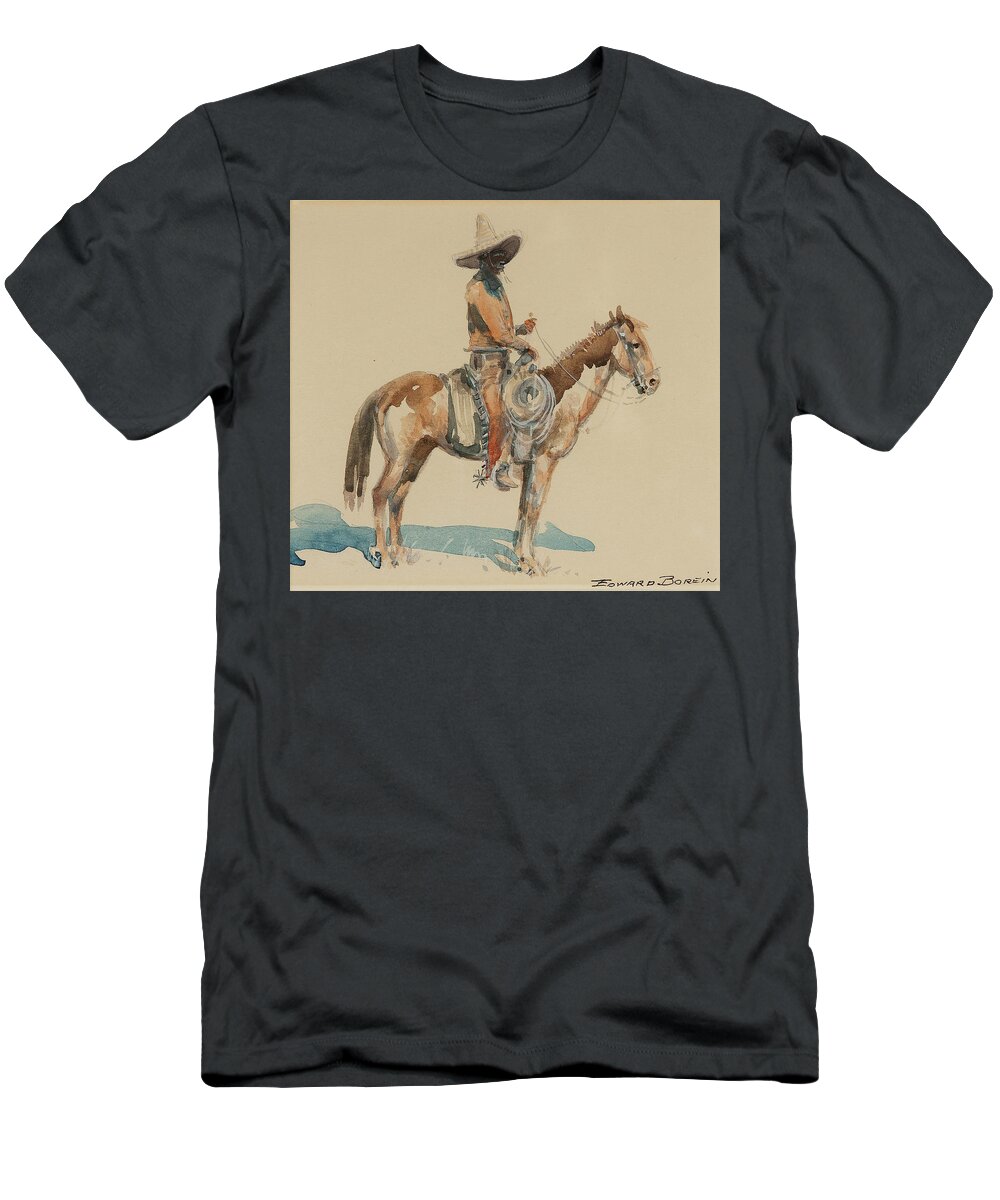 Edward Borein (1872-1945) Vaquero (circa 1920) - Watercolor On Paper T-Shirt featuring the painting Vaquero by MotionAge Designs