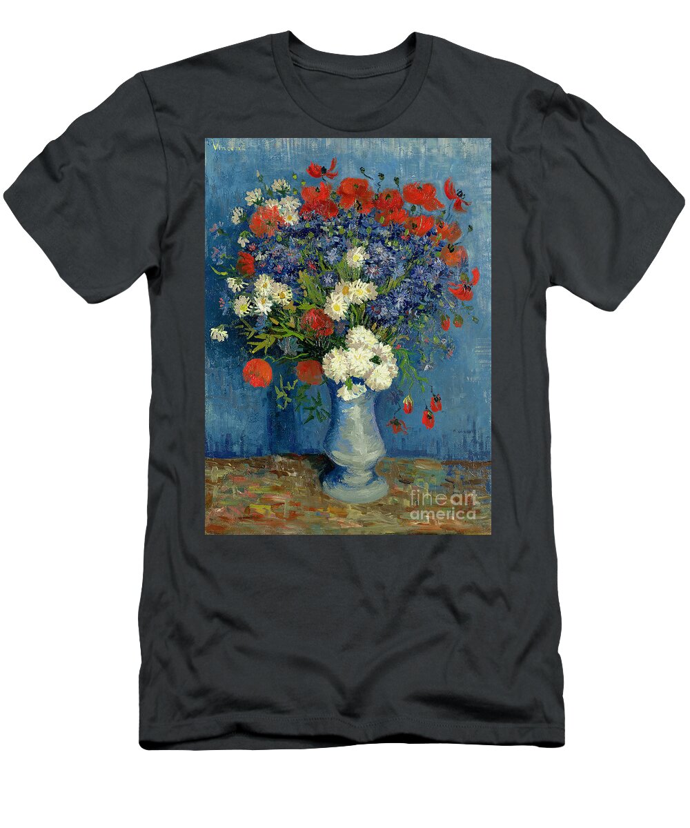 Still T-Shirt featuring the painting Vase with Cornflowers and Poppies by Vincent Van Gogh