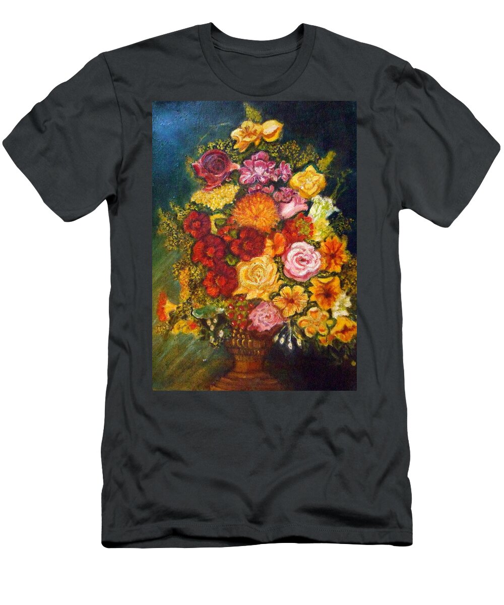 Still Life T-Shirt featuring the painting Vase with Flowers by Greta Gartner