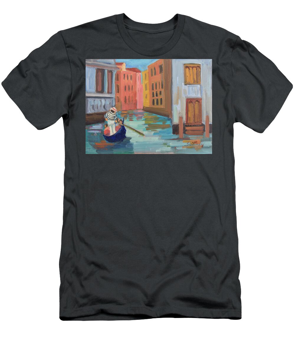 Venice T-Shirt featuring the painting Venice Gondolier 2 by Diane McClary