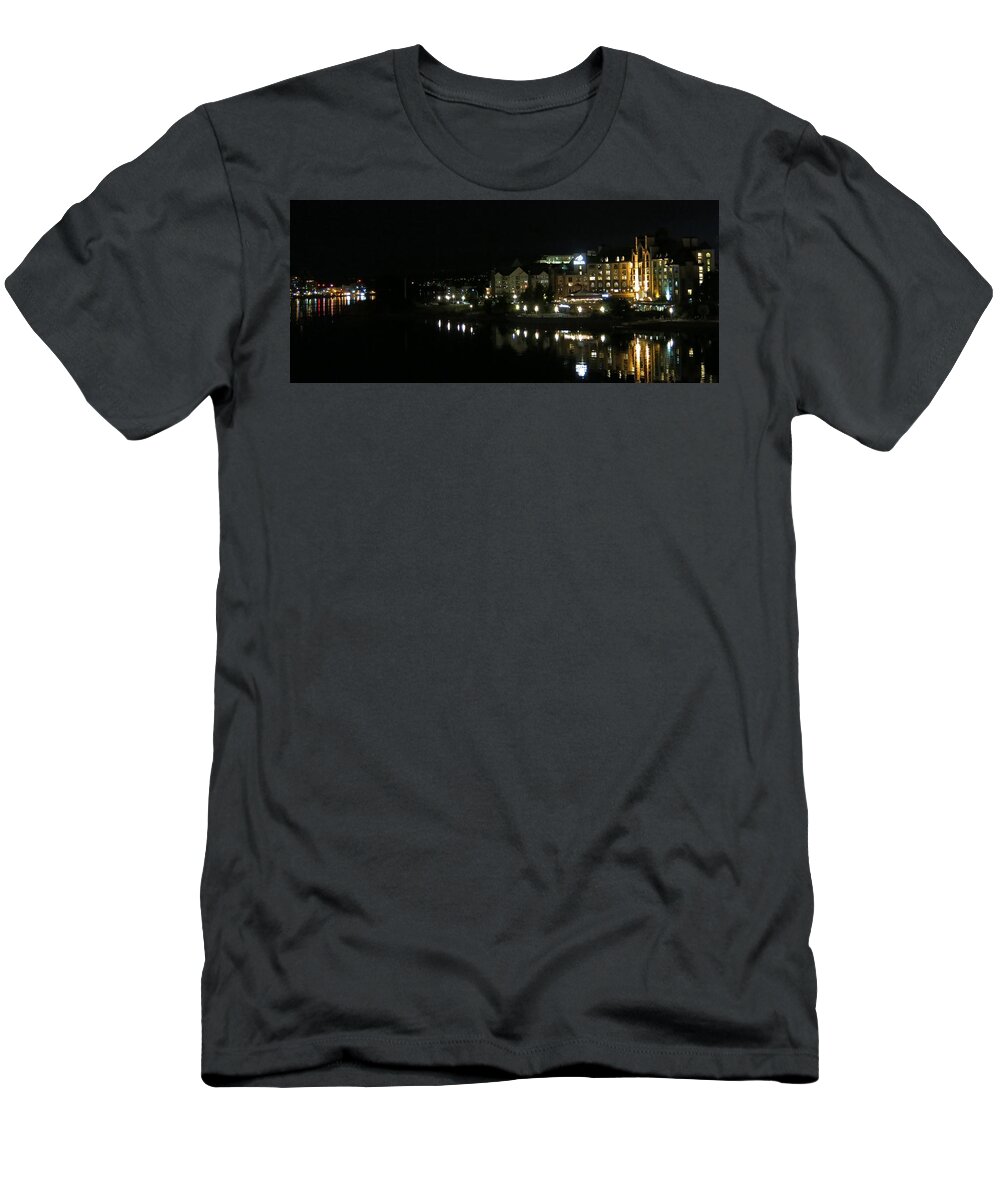 Night Lights T-Shirt featuring the photograph Victoria Harbor Night View by Betty Buller Whitehead