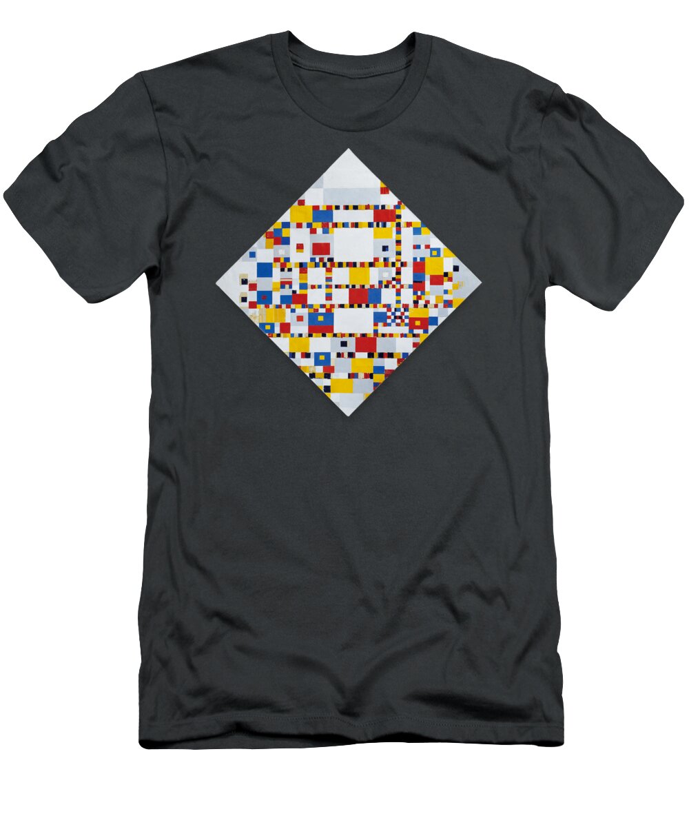 Victory Boogie Woogie Piet Mondrian T-Shirt featuring the painting Victory Boogie by MotionAge Designs