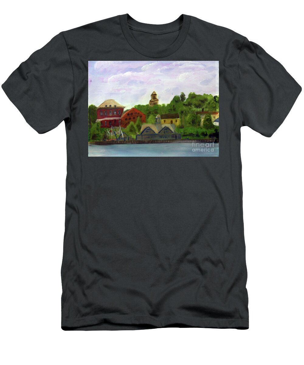Art T-Shirt featuring the painting View of Gateway Center from North Star by Donna Walsh