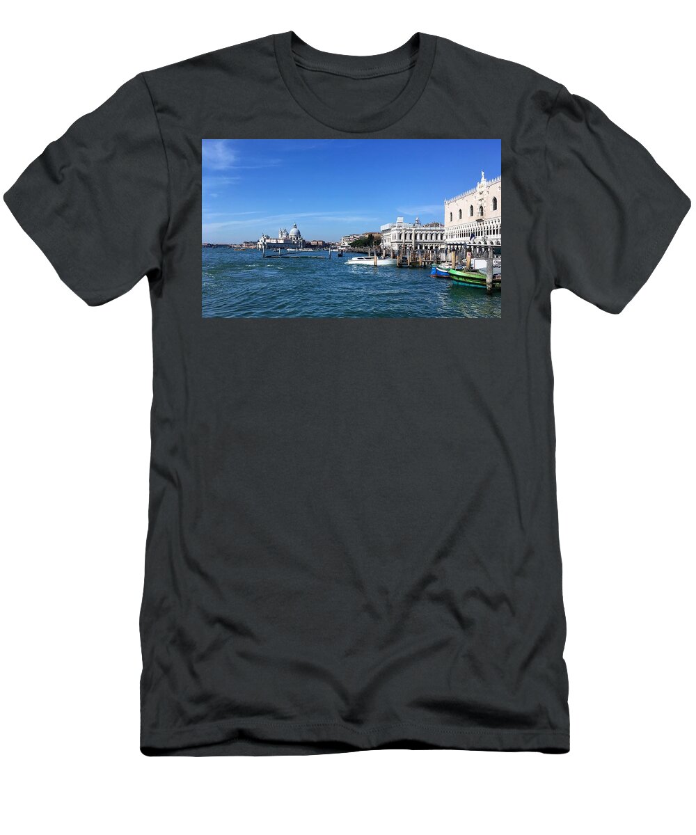 Marina Usmanskaya T-Shirt featuring the photograph View of the San Marco from the pier of gondoliers by Marina Usmanskaya
