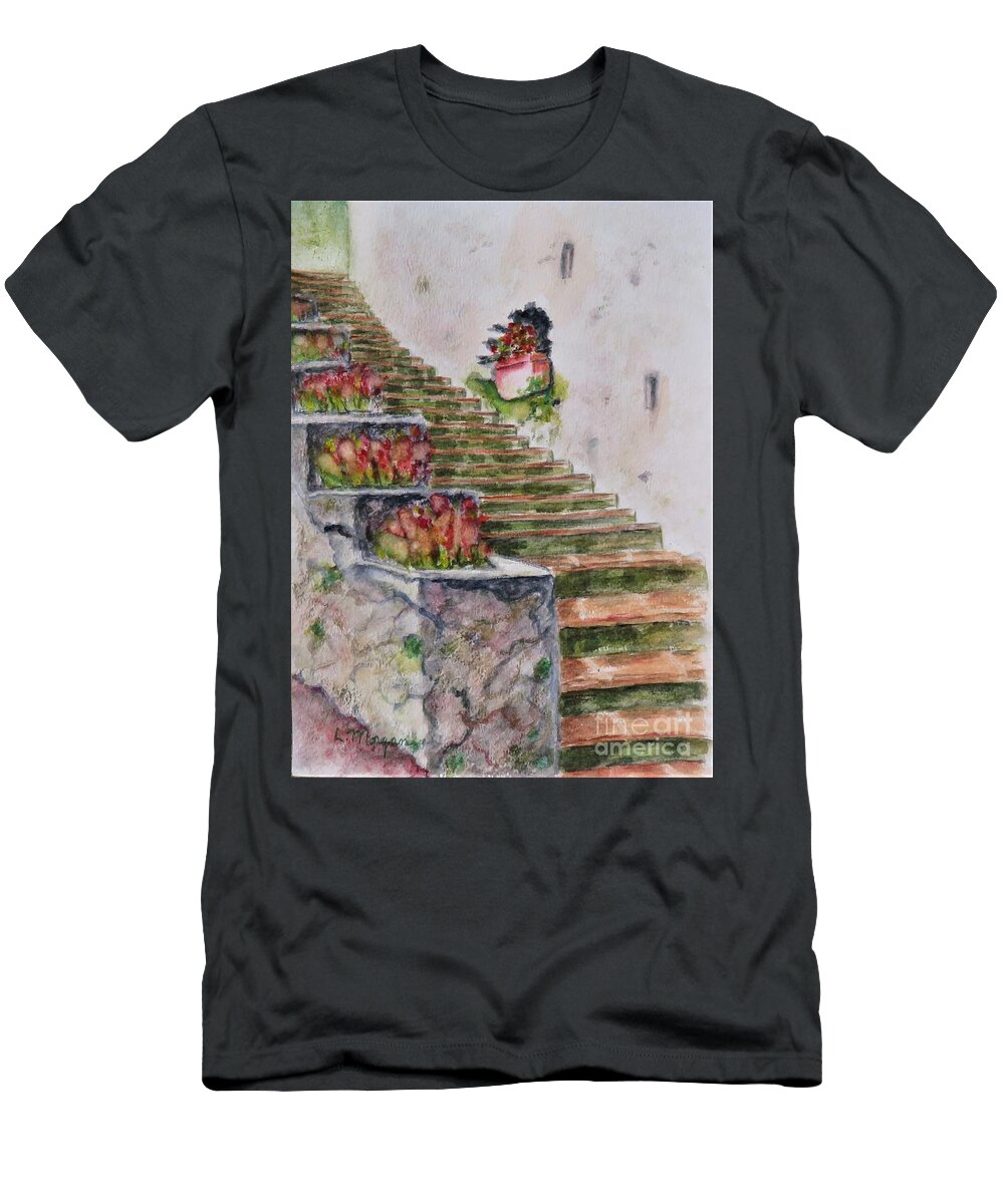 Europe T-Shirt featuring the painting Villa Rufolo by Laurie Morgan