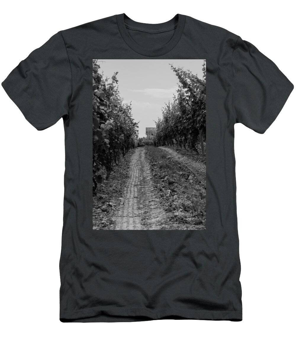 Vineyard T-Shirt featuring the photograph vineyard of old BW by Photographic Arts And Design Studio